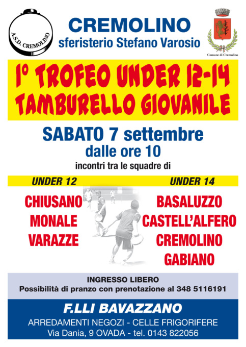 A Cremolino un torneo di tamburello per i più piccoli