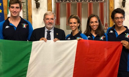 Gli atleti del Rowing Club a Palazzo Tursi