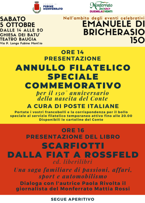 Presentazione annullo filatelico Emanuele di Bricherasio nel 150esimo anniversario della nascita