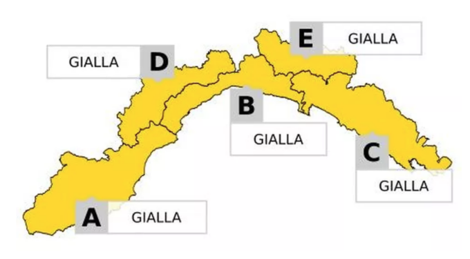 Liguria: allerta gialla dalle 21 fino a sabato sera