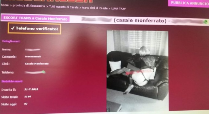 Casale, uomo di 30 anni si prostituisce in casa