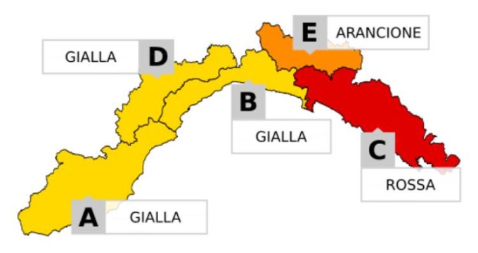 Meteo: sul Levante ligure allerta rossa fino a mezzanotte