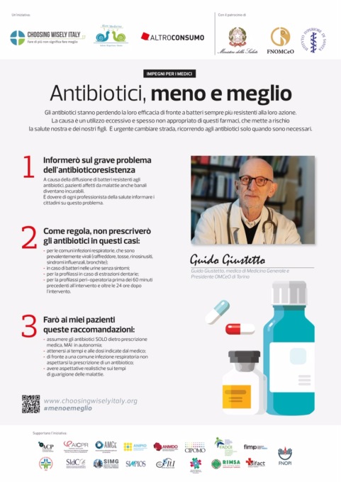 Manifesto contro l’eccesso di antibiotici firmato dall’Ordine Medici di Torino