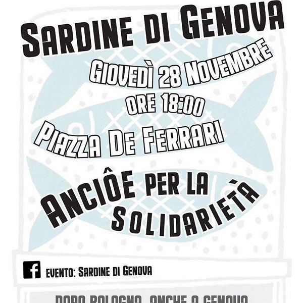 Evento sardine di Genova: 8000 persone in piazza
