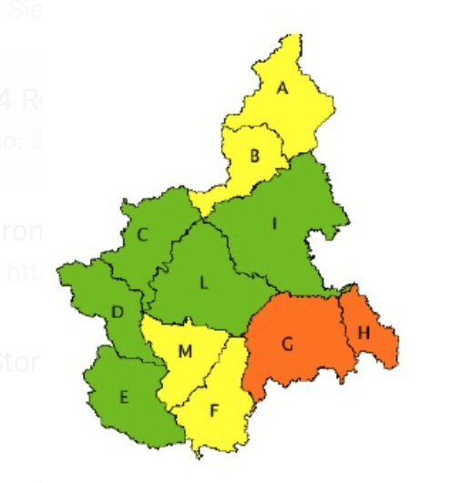Maltempo: allerta arancione in parte del Piemonte
