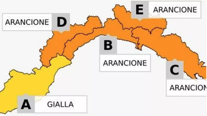Liguria: allerta gialla dalle 3 del mattino e arancione dalle 8
