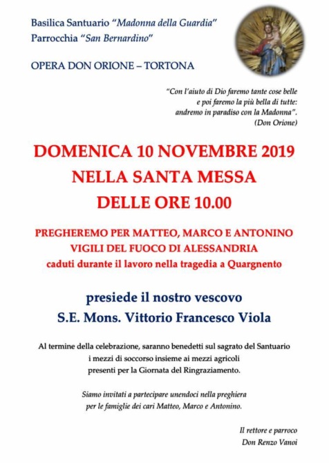 Tortona: domenica preghiera per le vittime di Quargnento
