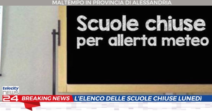 Maltempo provincia di Alessandria: le scuole chiuse lunedì 25