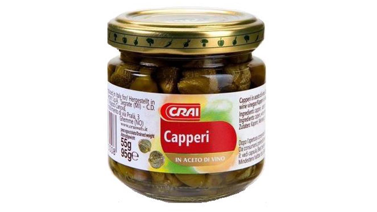 Richiamati per corpi estranei capperi all’aceto Crai prodotti a Novara