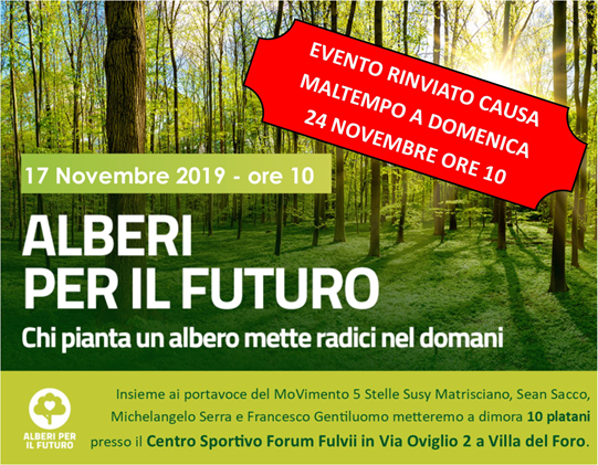 Alessandria, rinviato l’appuntamento “Alberi per il futuro”