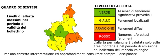 Allerta arancione in Piemonte sud orientale e settentrionale