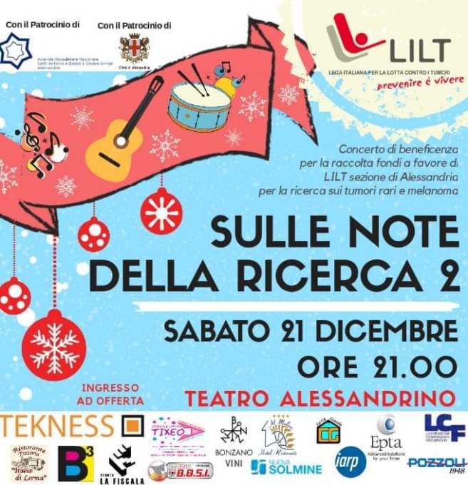 II^ edizione del concerto  “Sulle Note della Ricerca” al Teatro Alessandrino sabato 21
