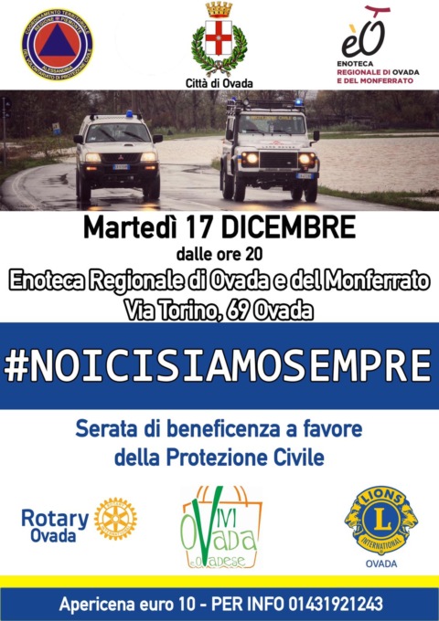 Ovada, serata di beneficenza a favore della Protezione Civile