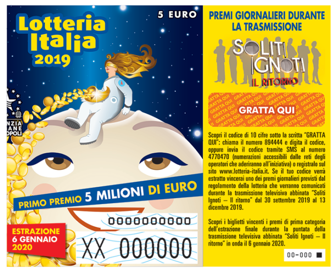 Lotteria Italia 2019, vendite stabili verso 7 milioni di biglietti