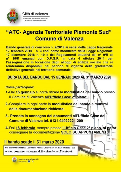 Valenza, bando per assegnazione alloggi di edilizia sociale