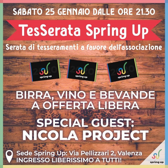 Valenza, tesseramento 2020 per l’associazione Spring Up