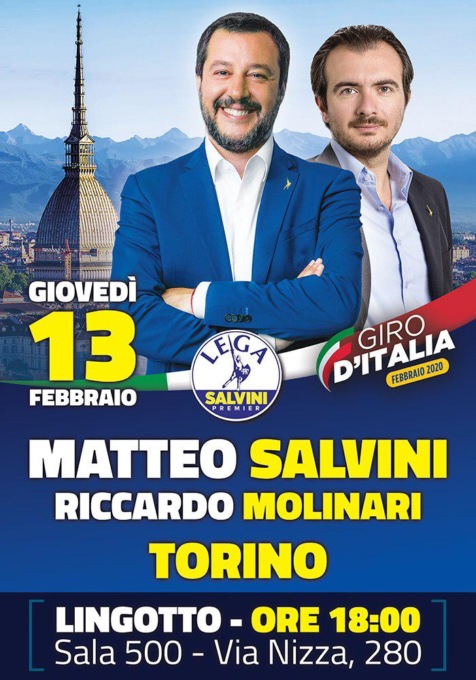 Giovedì Matteo Salvini e Riccardo Molinari al Lingotto a Torino