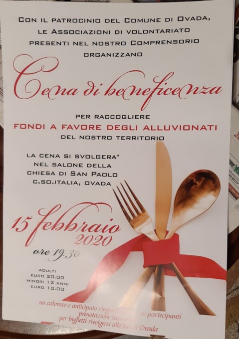 Alluvionati dell’Ovadese: organizzata cena benefica