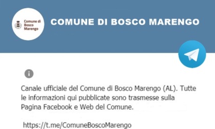 Il Comune di Bosco Marengo attiva Telegram per comunicare con i cittadini