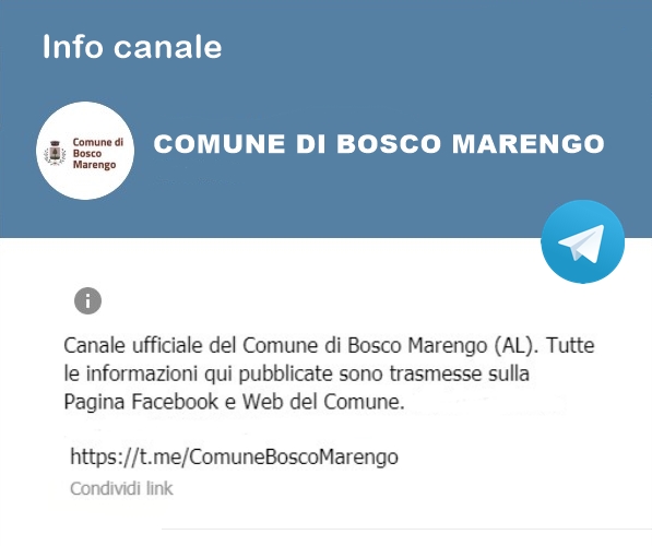 Il Comune di Bosco Marengo attiva Telegram per comunicare con i cittadini