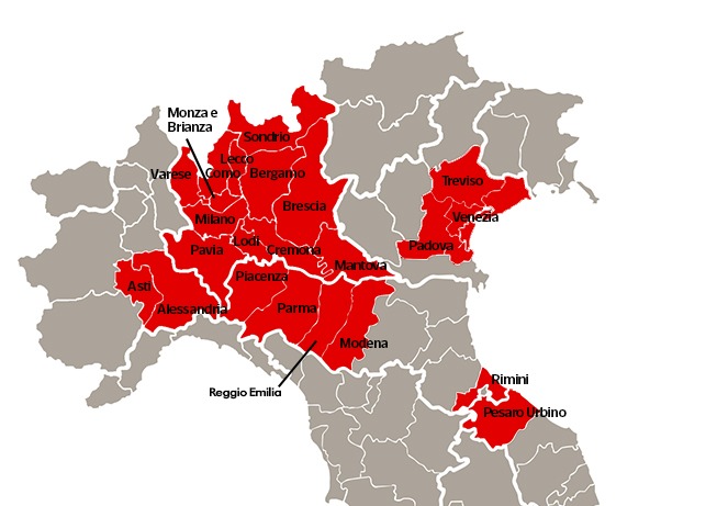 Coronavirus: estesa zona rossa a tutta la Lombardia, Alessandria e Asti