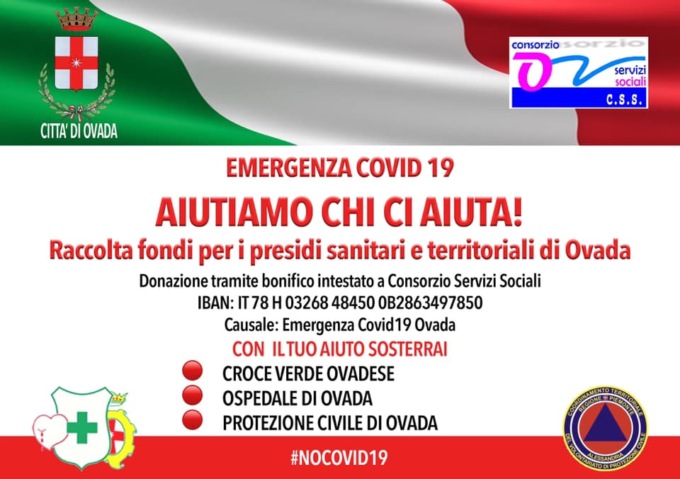 Ovada: raccolta fondi a favore dei presidi sanitari