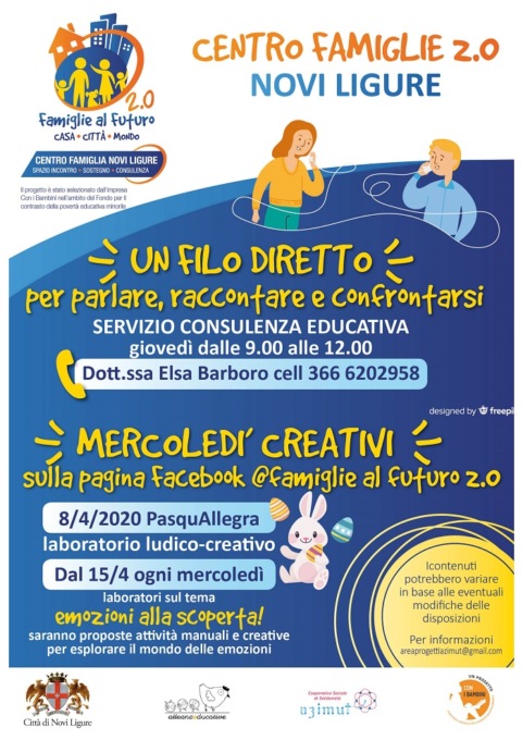 Centro Famiglie 2.0: attività a distanza gratuite per genitori e famiglie con bambini da 0 a 6 anni