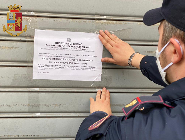 Torino: chiuso locale aperto nonostante il divieto
