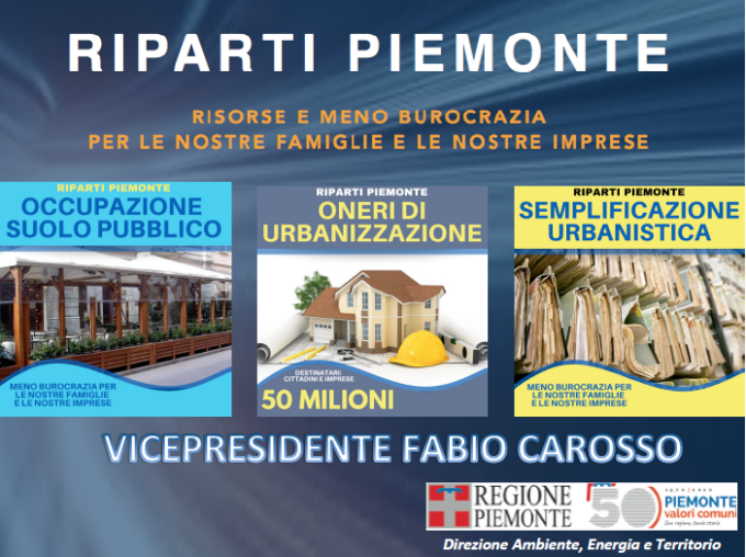 Riparti Piemonte: zero oneri urbanizzazione per imprese e cittadini