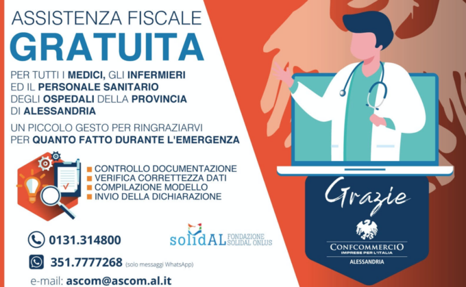 Confcommercio AL: assistenza fiscale gratuita per chi è in prima linea
