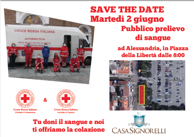 Alessandria: il 2 giugno raccolta del sangue in Piazza della Libertà
