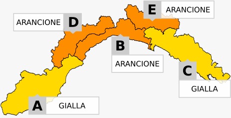 Liguria, allerta meteo arancione nelle zone centrali della regione
