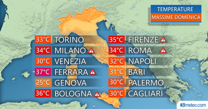 Intensa ondata di caldo a fine giugno in tutta Italia