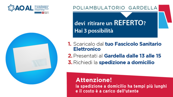 Alessandria, Gardella: nuove modalità di ritiro referti e orari dal 29 giugno