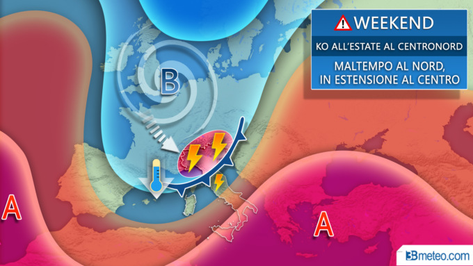 Meteo: nubifragi al nord nel weekend