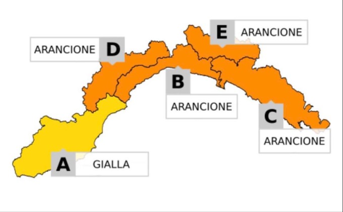Meteo Liguria: allerta arancione in gran parte della regione