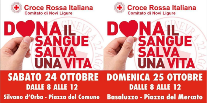 Raccolta pubblica di sangue a Silvano d’Orba e Basaluzzo