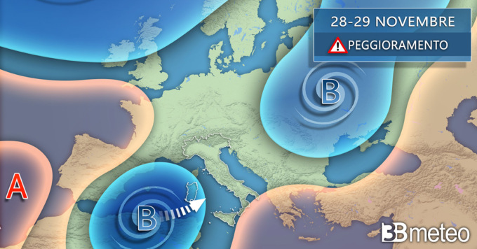 Meteo, nel weekend cambia tutto: tornano pioggia, vento e neve