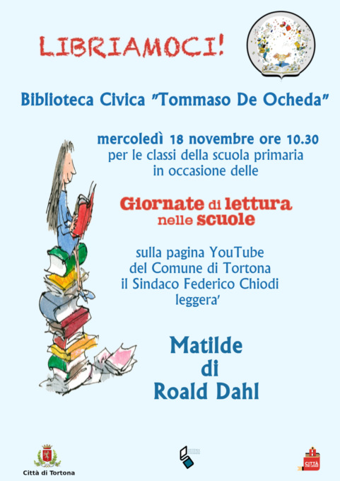 Tortona, “Libriamoci”: Sindaco “ambasciatore della lettura” per le scuole primarie in diretta su Youtube