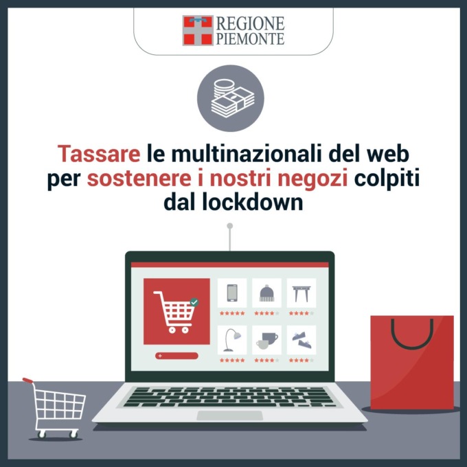 Piemonte, Web Tax Covid per sostenere commercio di vicinato