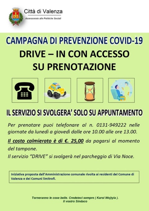 Valenza, nuova iniziativa a contrasto del Covid-19