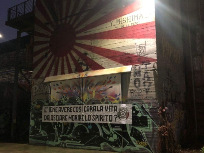 Casa Pound Torino: uno striscione a difesa del murales su Mishima