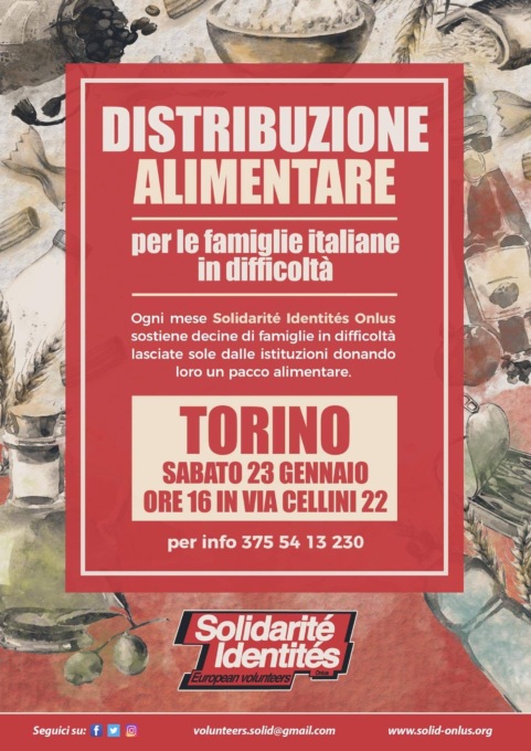 Sol.Id Onlus dona pacchi alimentari ai torinesi in difficoltà