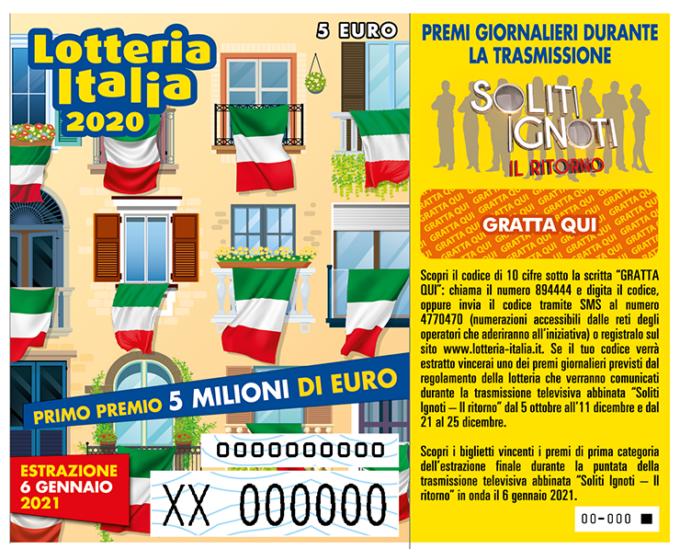 Lotteria Italia 2020, venduti 4.6 milioni di biglietti, -31% dallo scorso anno