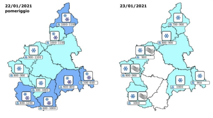Piemonte: neve sui rilievi al confine con la Liguria