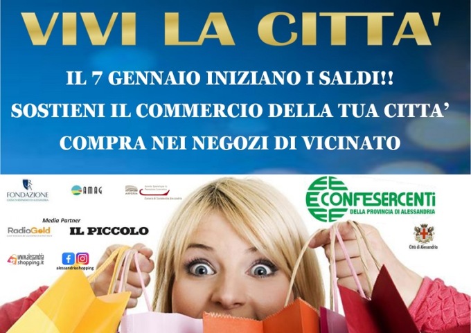 Alessandria, saldi invernali dal 7 gennaio: la campagna Confesercenti a favore del commercio di vicinato
