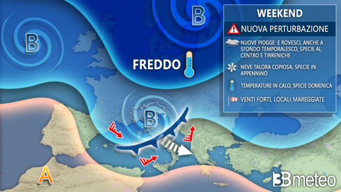 Giorni della Merla con pioggia, vento e neve