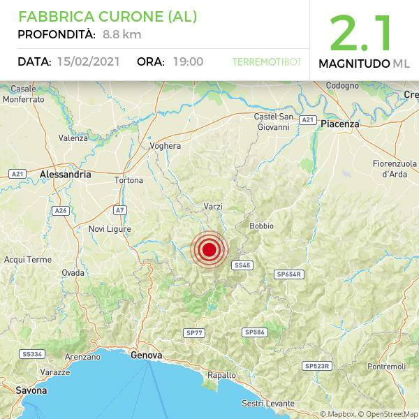 Fabbrica Curone: lieve scossa di terremoto sull’Appennino alessandrino