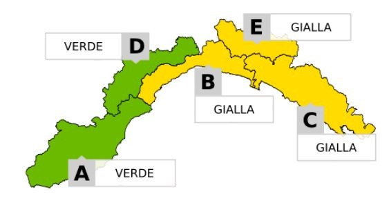 Liguria: allerta gialla sul centro Levante per mercoledì
