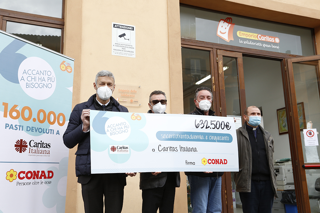 Conad Nord Ovest dona 76.400 euro a Caritas Italiana per il Piemonte e la Valle d’Aosta